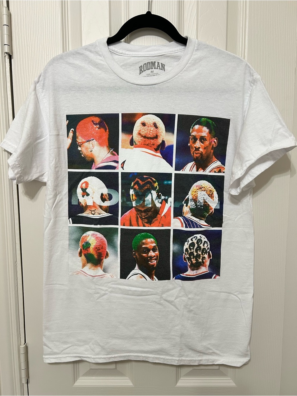 Dennis Rodman White Graphic Men’s Short-Sleeve Tee size M NBA Chicago bulls